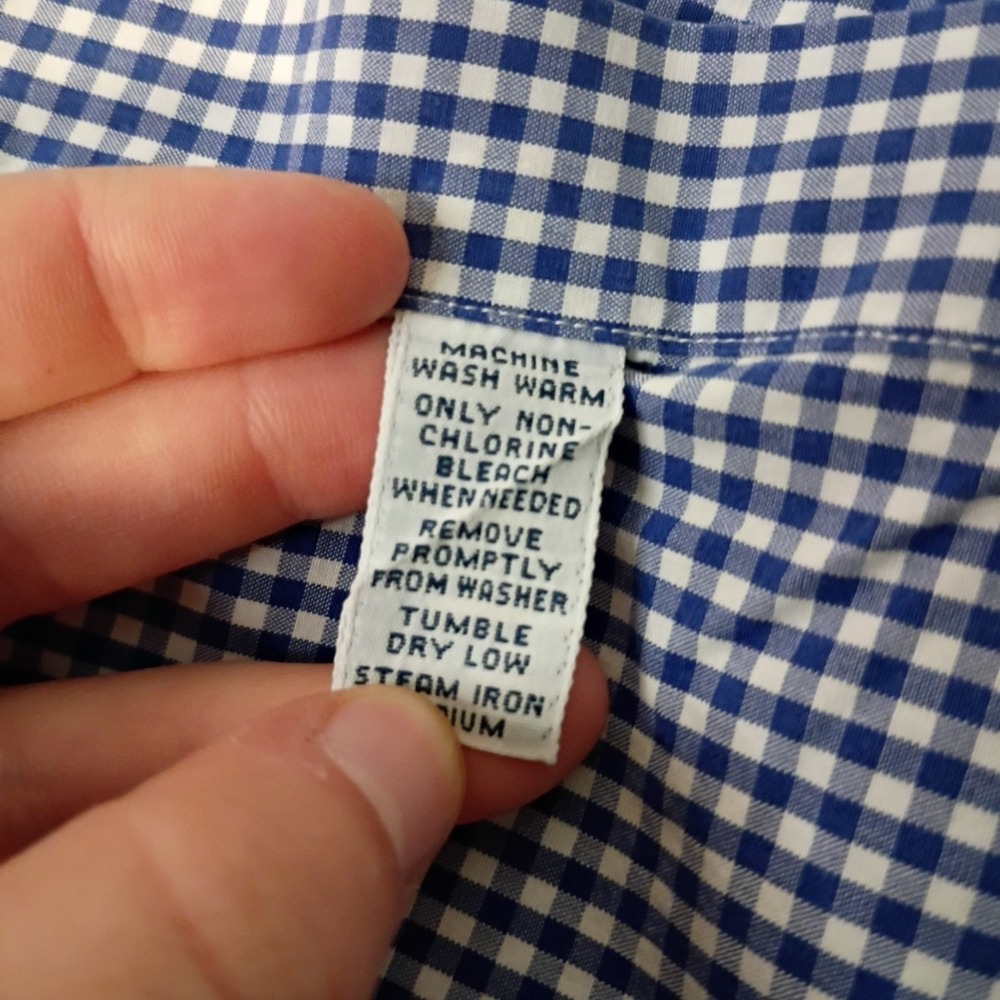 Ralph Lauren Shirt‎ Mens Medium Blue White Gingham Check Classic Fit LS Pony - Picture 6 of 9